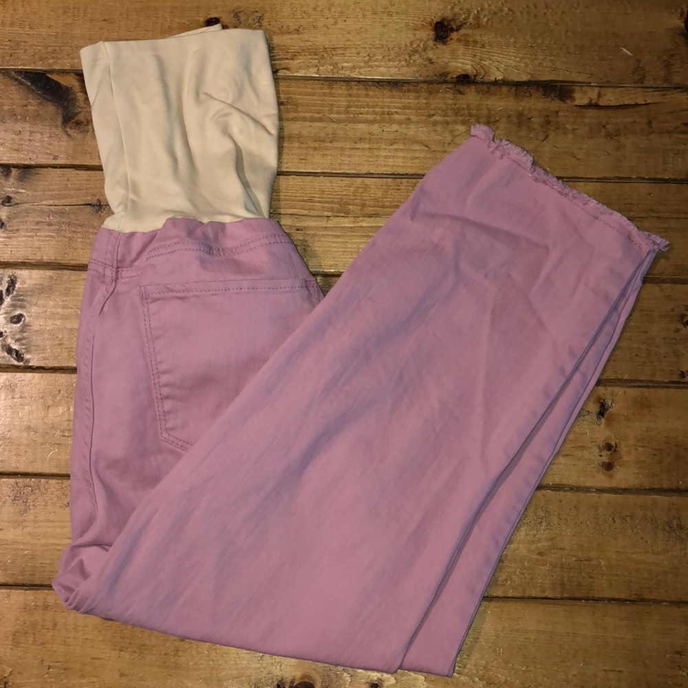 Flutter&Kick Maternity Skinny Ankle Pink Crop Jean